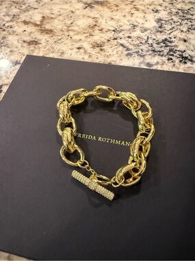 Freida Rothman Gold Chunky Pavé Toggle Bracelet